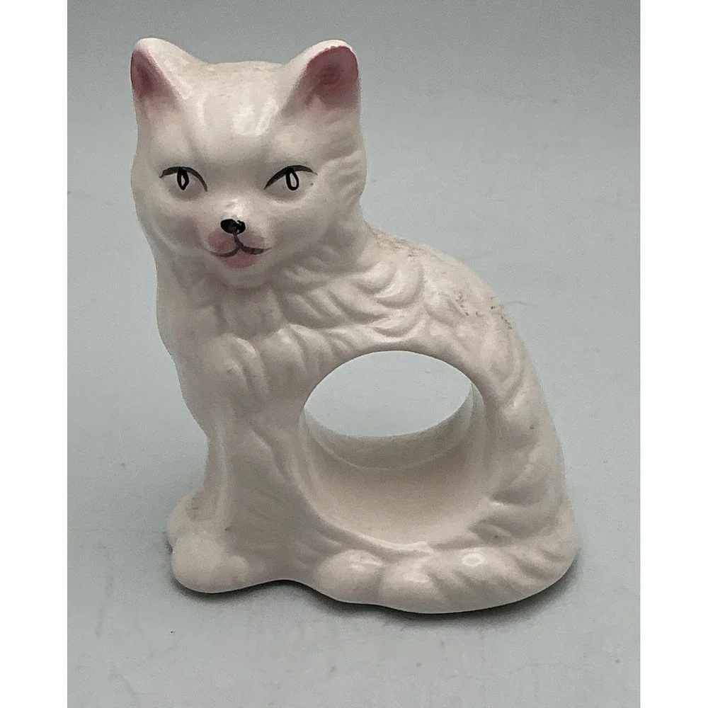 Vintage 1980s Ron Gordon Designs White Cat‎ Napkin Holders Taiwan